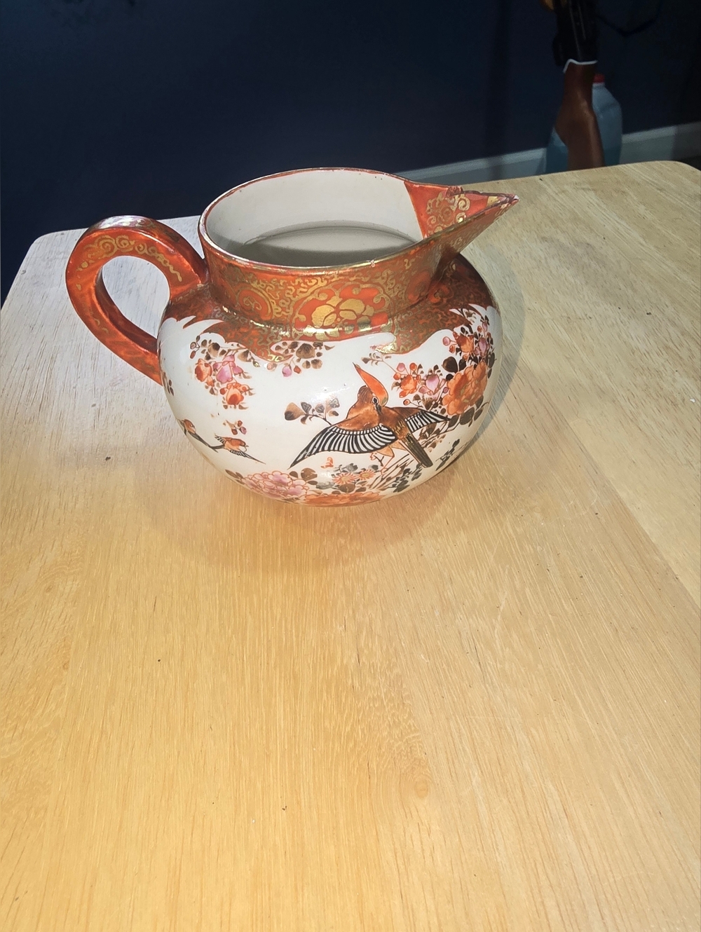 ​Antique Japanese Kutani Porcelain Pitcher - Meiji Period c.1890 - Hand-Painted